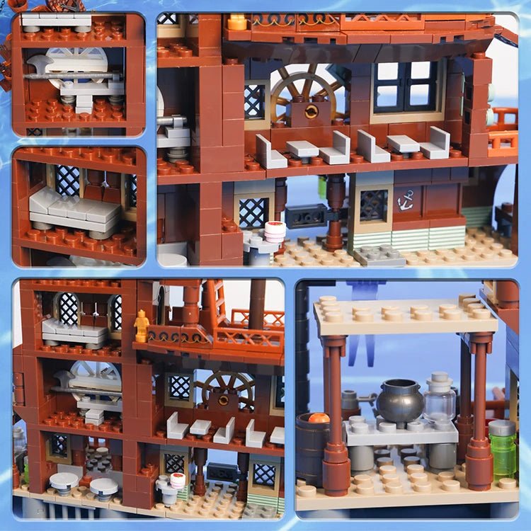 Creative Pirate Island House & Ship Building Blocks Set for Children - silverfoxgoods